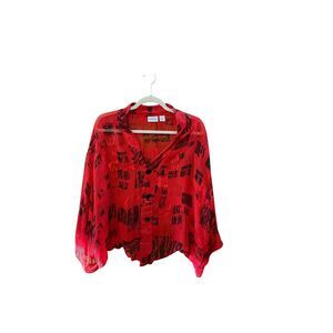 Chicco‎  women's red sheer shirt with black accents Sz 3